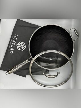 HexClad 12” Hybrid Fry Pan w Lid NEW Stainless Nonstick Skillet